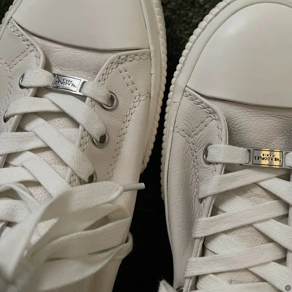 The Kooples White Smooth Leather High-Top Sneakers Men’s Size 10 Street Style - Picture 9 of 9